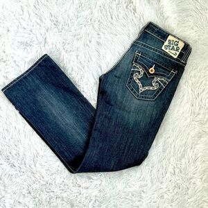 Big Star Casey Legendary 27Rx31 Low-rise Bootcut Jeans Embellished Med-Dark Wash